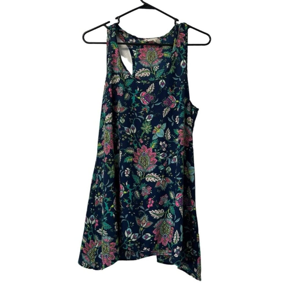 Evelie Colorful Tunic Top Sleeveless‎ Floral Women Size Medium Lightweight Beach